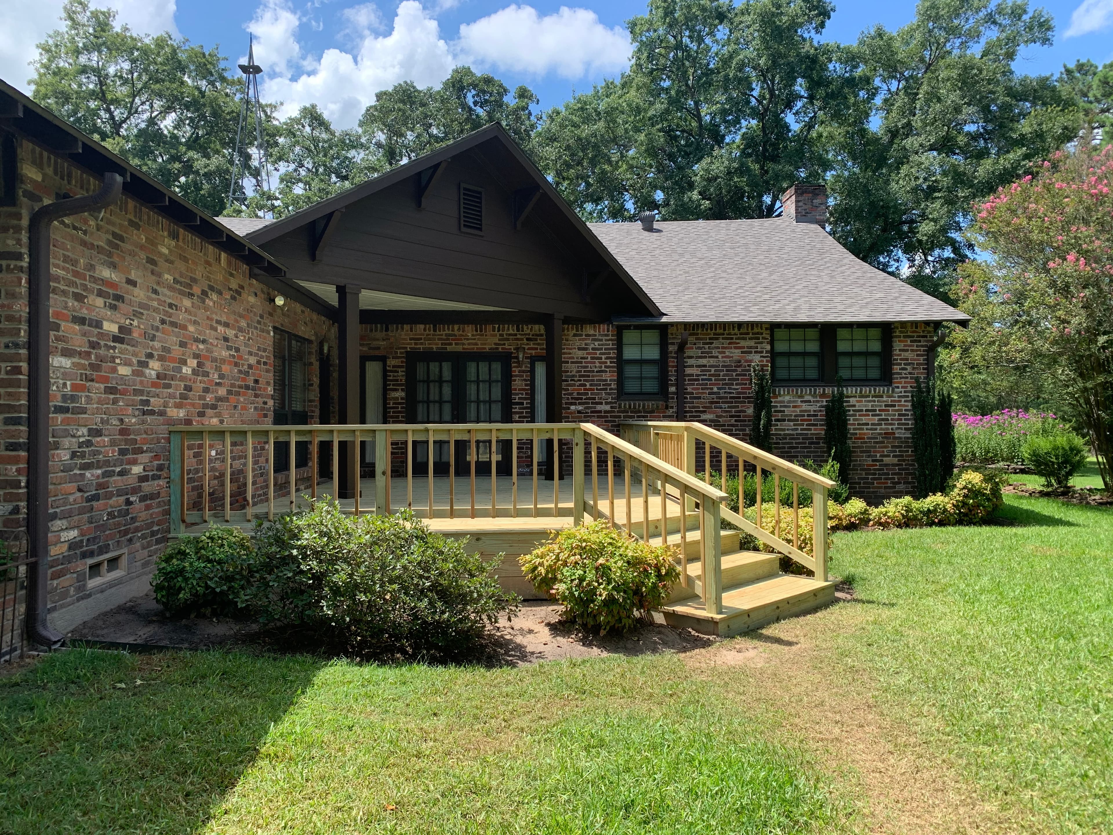 Front deck with gable roof