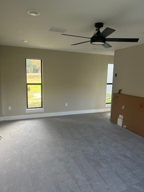 Master bedroom with new carpeting