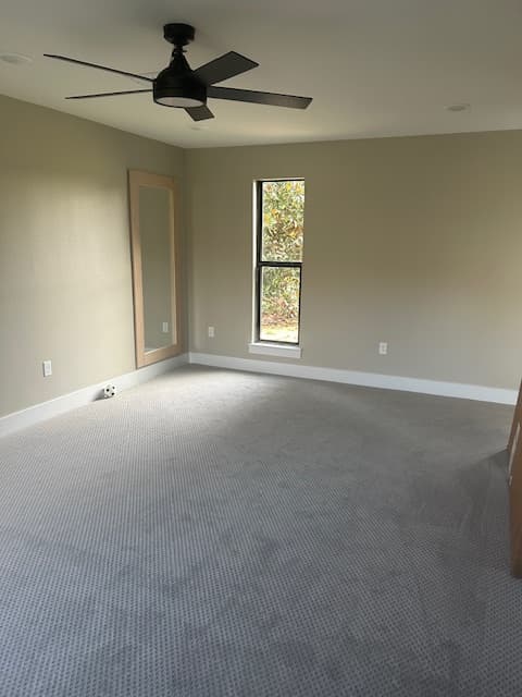 Master bedroom with new carpeting