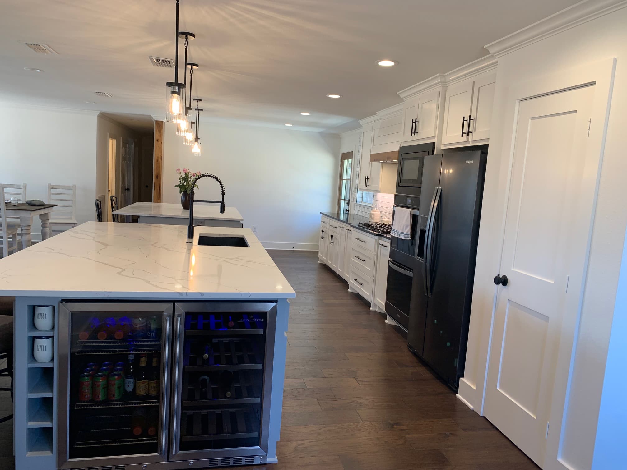 Remodeled kitchen with dual islands